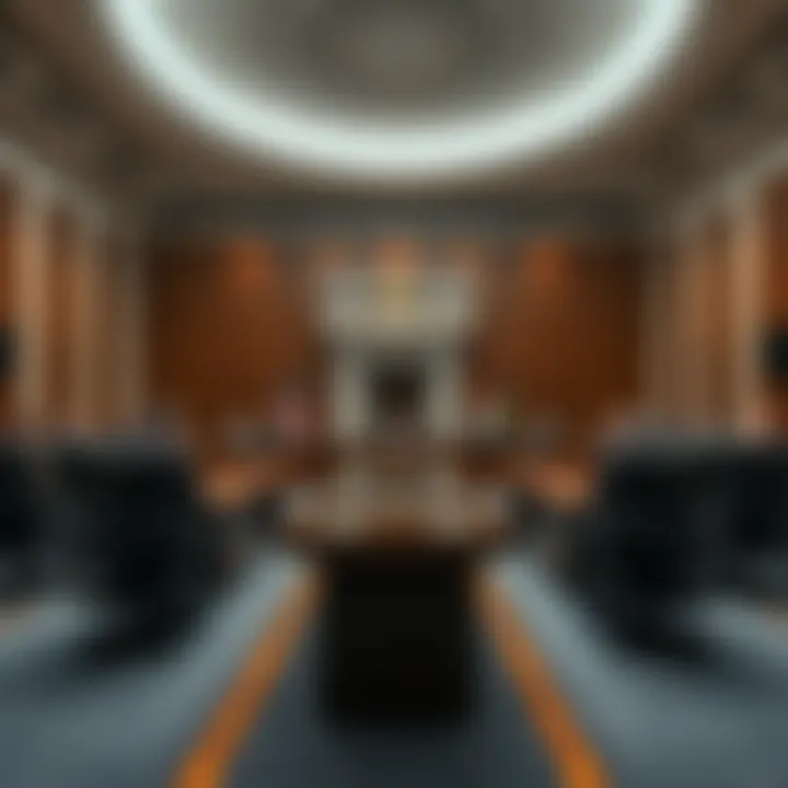 A meeting room with Federal Reserve officials discussing interest rates amid global tensions, highlighting economic concerns due to the Iran conflict.