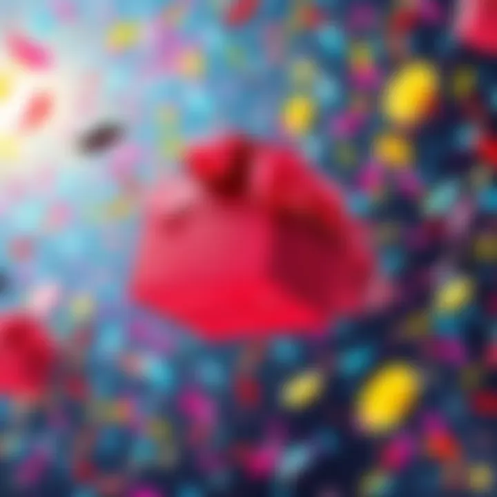 Festive Crypto Gift Rain Colorful confetti raining down with crypto coins and a New Year celebration theme
