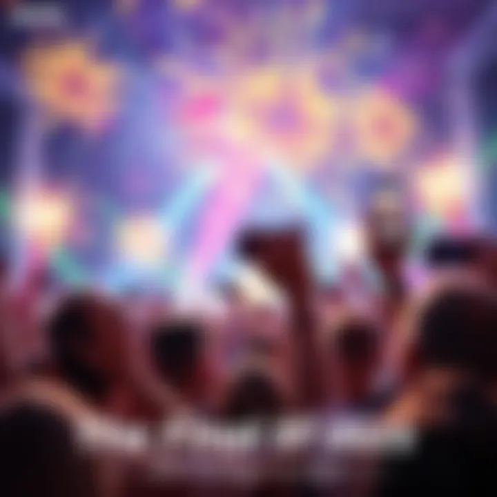 A vibrant celebration scene with people cheering and holding up their phones to hit the Like button, surrounded by colorful fireworks and decorations, marking the final GM event of 2025.
