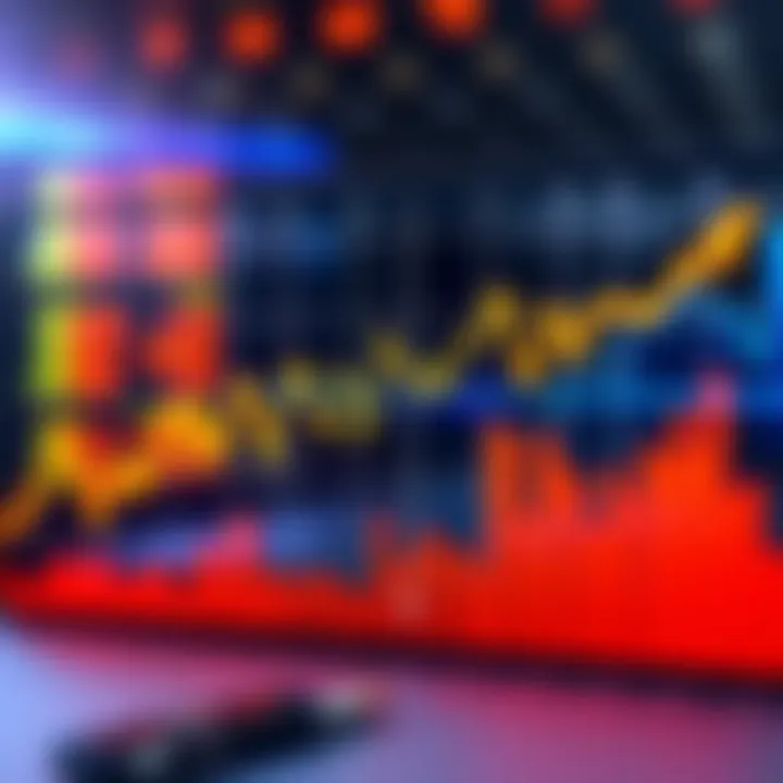 Graph showing finance trends A graph depicting fluctuating financial trends alongside a straight line representing zero volatility, demonstrating the contrast between reality and misconceptions in finance.