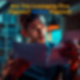 Individual examining bills and financial records with a worried expression