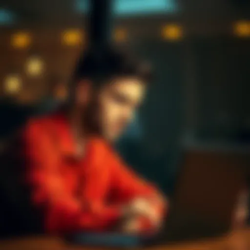 Person considering a financial decision Individual looking at a laptop with a thoughtful expression, contemplating a financial choice related to 1000β¬ and soccer.
