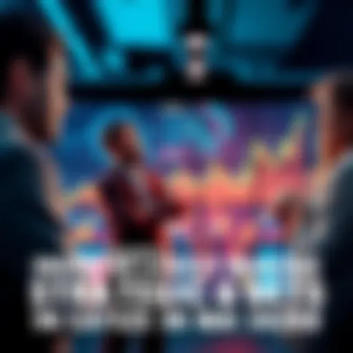 Financial Strategies A group of business professionals discussing investment strategies with charts and graphs on a screen