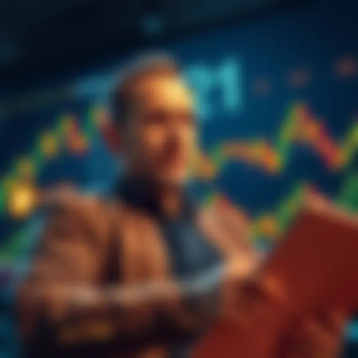 A determined investor strategizing amid market challenges, with Bitcoin charts in the background.