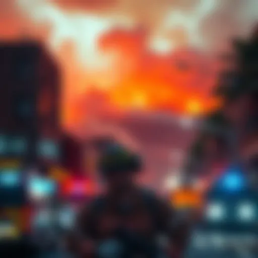 Emergency crews battling a fire in North Hollywood, CA with smoke rising from the buildings