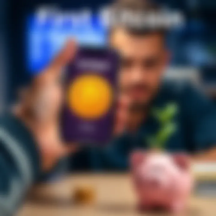 New investor showing Bitcoin on a smartphone screen with a CoinSpot app and a piggy bank representing weekly investment.