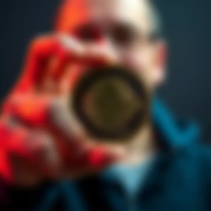 Person holding a coin symbolizing Monero with excitement