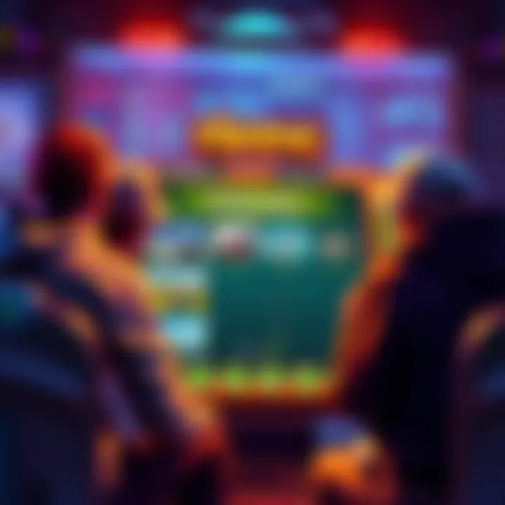 Players discussing updates on a fishing game interface showing various fishing scenes and options.