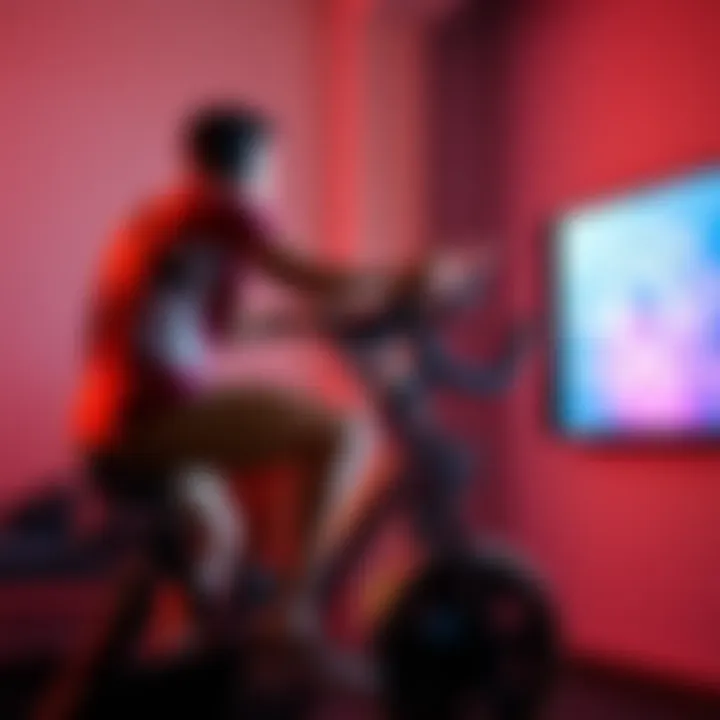 A person on a stationary bike powering a cryptocurrency miner, showcasing the blend of fitness and digital currency.