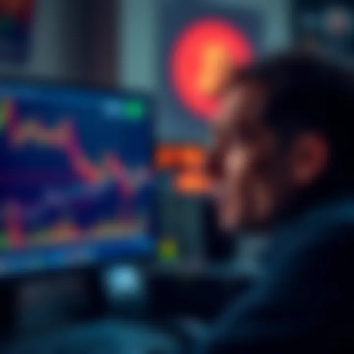 Flaws in Cryptocurrency A person looking at a computer screen displaying cryptocurrency charts with a worried expression, symbolizing concerns over crypto investments.