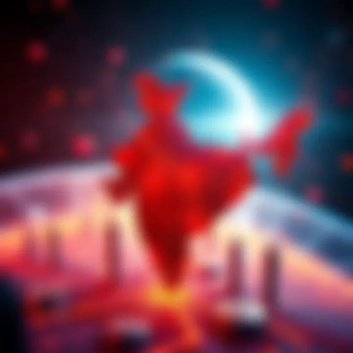 A symbolic representation of Flexa's engagement with India's crypto landscape, featuring a blend of technology and culture