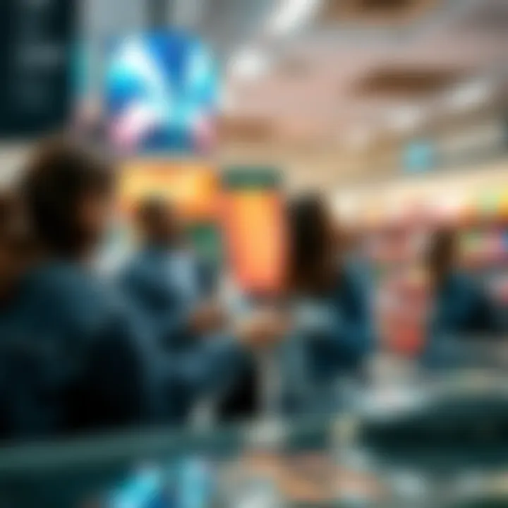 A modern retail environment showcasing seamless transactions with Flexa Capacity technologies, highlighting convenience and efficiency for consumers and merchants.