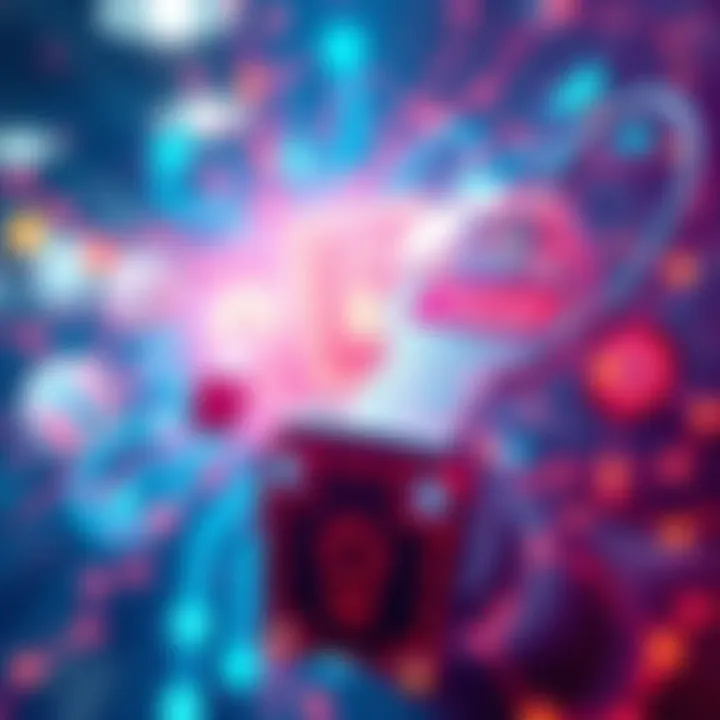 Flexa's Innovative Digital Payment Solutions A futuristic representation of digital transactions illustrating flexibility and security in payments with vibrant colors.