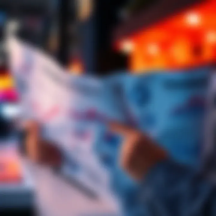 A person reading a newspaper with charts and graphs, highlighting factual information over distractions.
