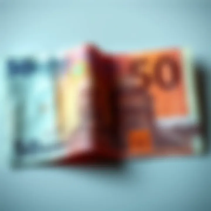 A folded 50 Euro banknote showing an image resembling Baal.
