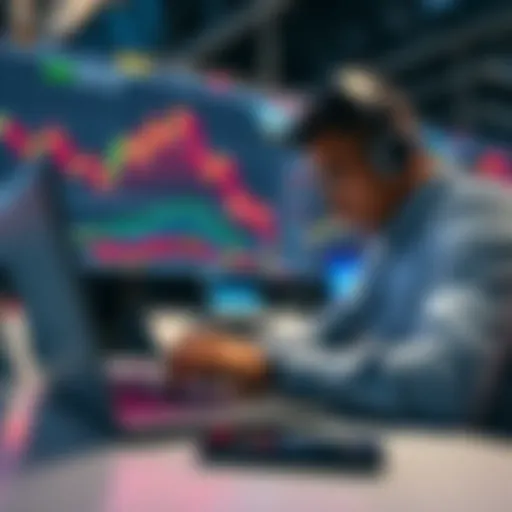 A trader analyzing forex charts on a laptop, showcasing platforms with minimal verification requirements.