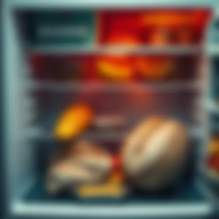 Old, moldy food sitting in an open refrigerator, showing signs of long-term storage