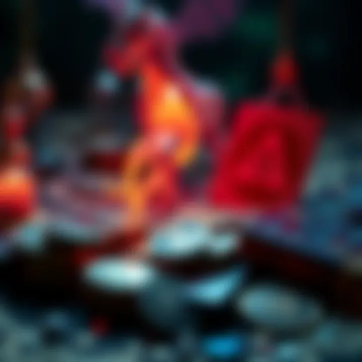 A colorful representation of a fortune reading scene with Cardano coins and tarot cards