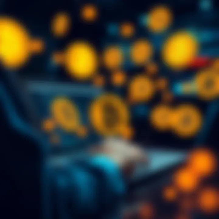 A person typing on a laptop with Bitcoin symbols around, reflecting skepticism in a forum setting