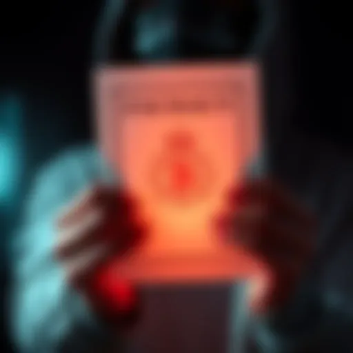 A person holding a fake document featuring an official logo, symbolizing fraud targeting crypto victims in Canada