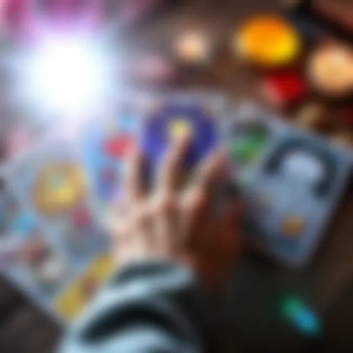 Free Tarot Reading for Love A bright tarot card spread displaying symbols of love and connection, with a hand reaching towards the cards
