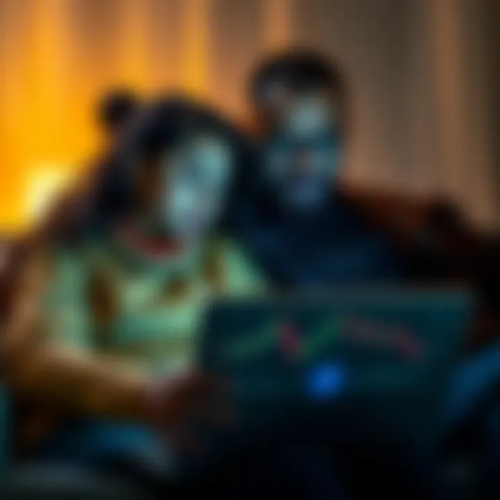 A supportive friend comforts another who looks worried about their Bitcoin loss, with a laptop in front of them showing market graphs.