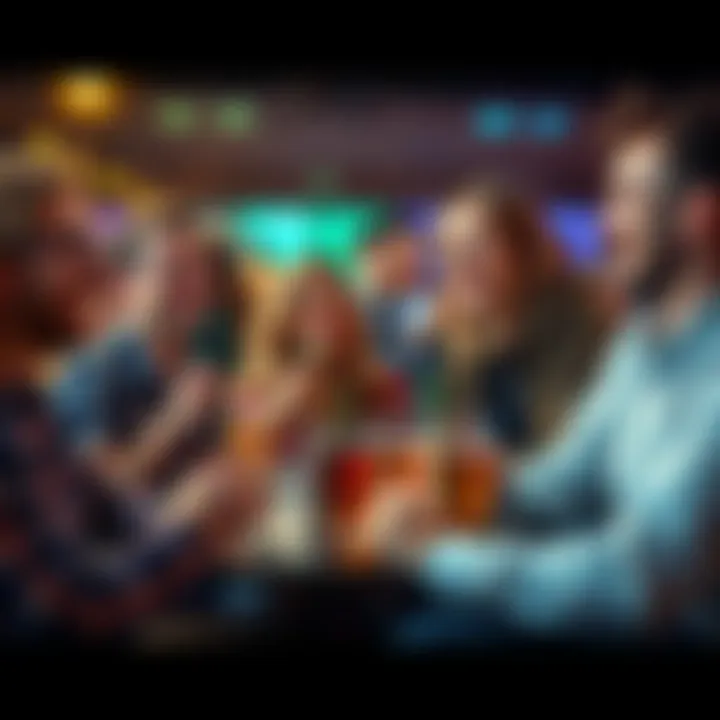 A group of friends laughing and sharing drinks at a gathering, celebrating good times together.