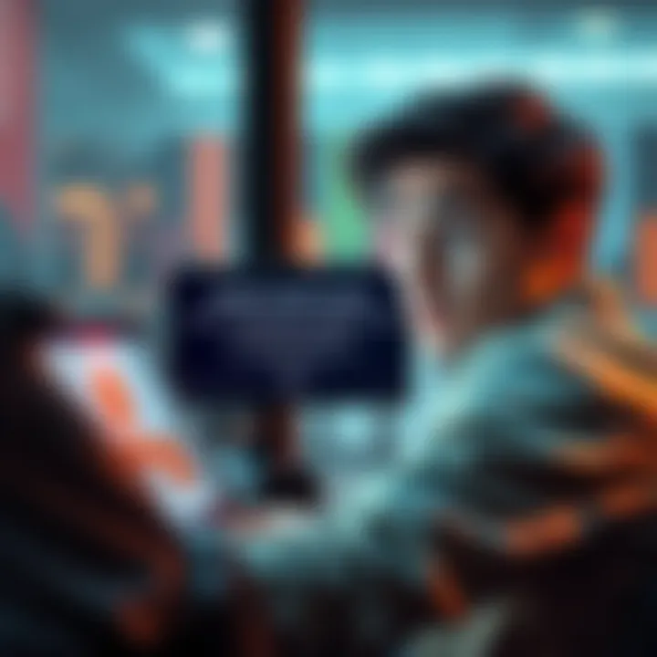 A worried person looking at a screen with a message about fund withdrawal issues and account access problems.