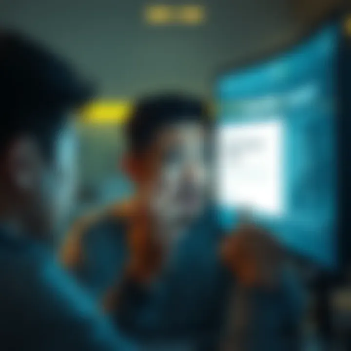 Individual looking at a computer screen with a worried expression, showing a notification of frozen account after a large transaction.