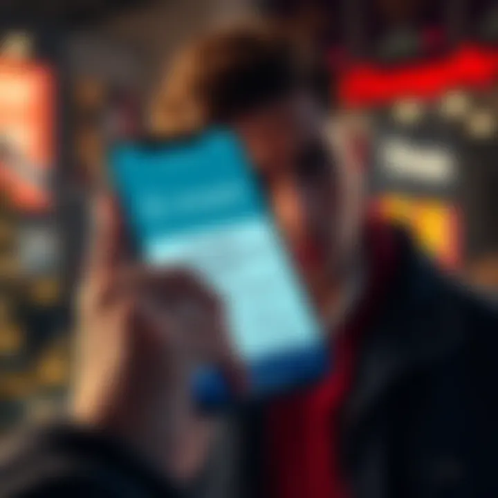 A user holds a phone displaying Changelly's interface, looking frustrated. The screen shows a notice about frozen funds due to AML review.