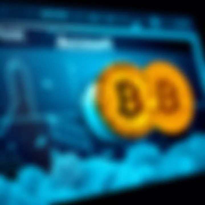 A digital screen showing a frozen bank account with Bitcoin and Litecoin icons, representing crypto transaction issues