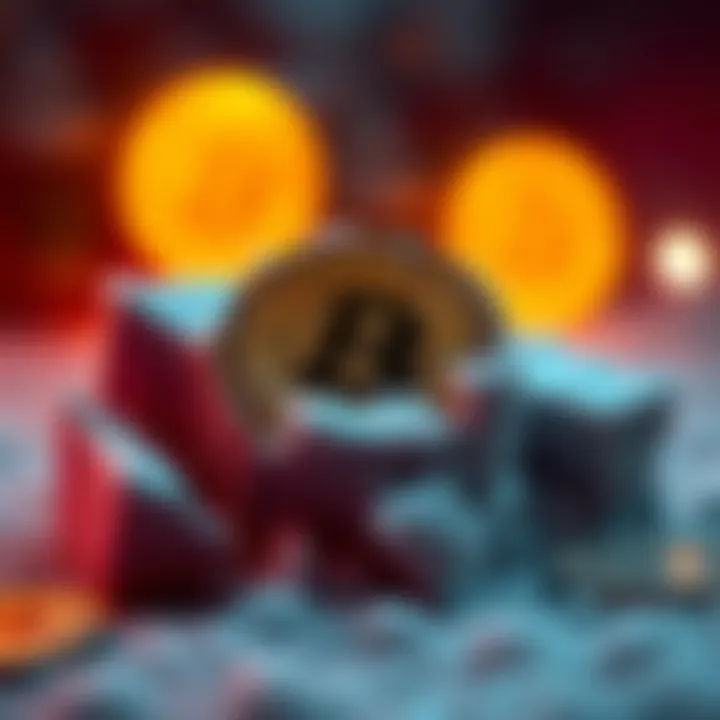 Frozen Bitcoin Funds Captured in Limbo Visual representation of a user's funds in limbo due to a cryptocurrency platform issue, highlighting the tension of unresolved transactions.