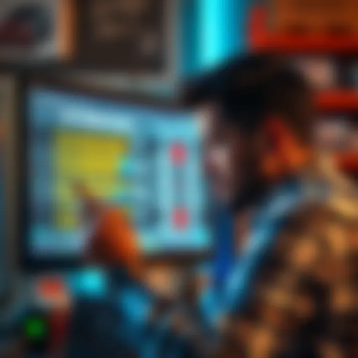 A frustrated buyer looks at a computer screen displaying fluctuating shipping statuses, showing their disappointment over delays in receiving an auction win.