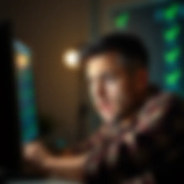 A person looks worried while checking their claim status on a computer screen with green check marks visible, showing signs of confusion and frustration.