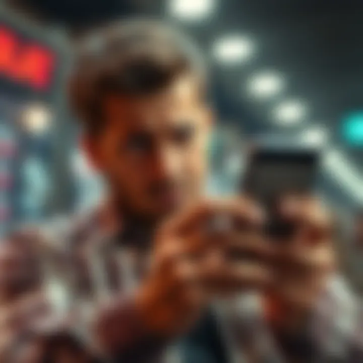 A person looking upset while holding an outdated smartphone, reflecting concern over lost access to an investment due to technology changes.