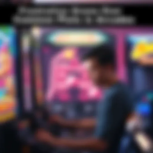 A gamer showing frustration while looking at a screen displaying common plots in a video game arcade