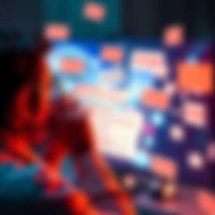 A person looks frustrated while checking their email inbox filled with spam messages related to online scams.