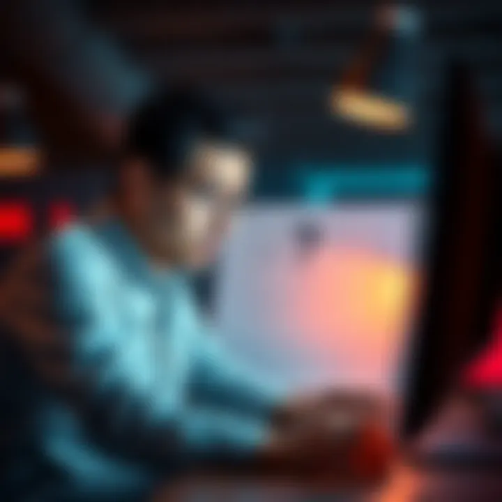 A person looks frustrated while attempting to complete an online survey with complicated questions on their computer.