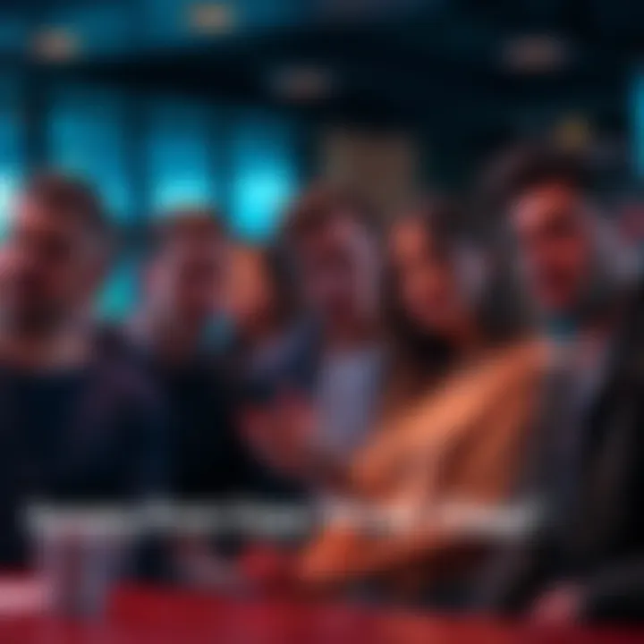 A group of people discussing a survey with frustrated expressions, showing their dissatisfaction with AI language filters, in a casual setting.