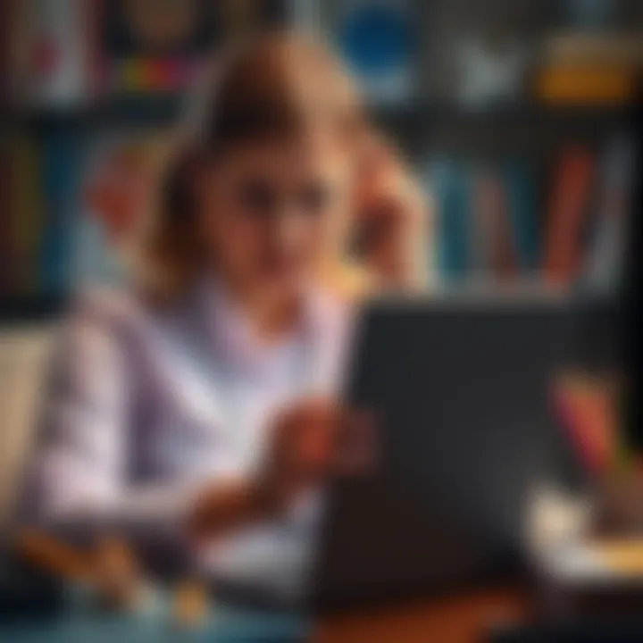 An online teacher looking stressed while checking her Revolut account on her laptop