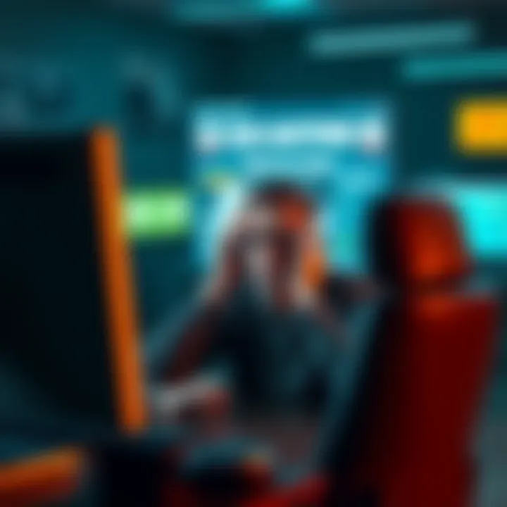 A person sitting in front of a computer, frustrated while looking at a car auction website, showcasing the challenges of buying classic cars online.