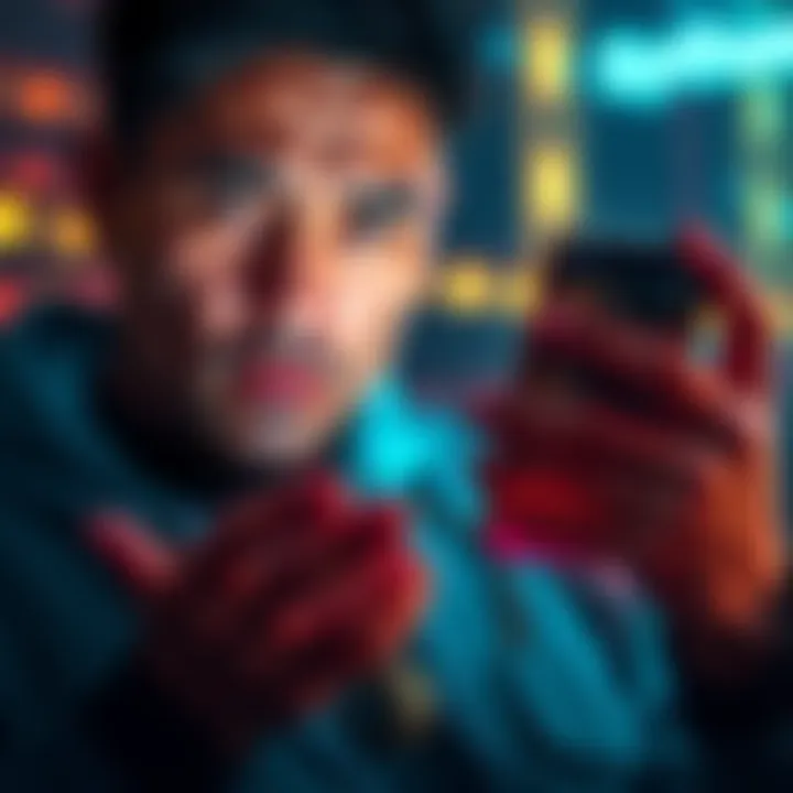 A person looking confused while checking their crypto wallet on a smartphone, with visible crypto icons on the screen