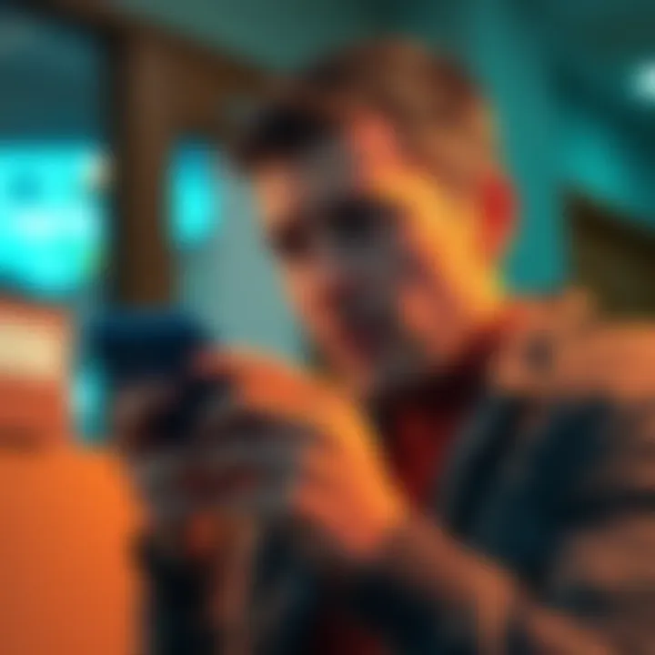 A person looking frustrated while using the Door Dash app, showing a frozen screen and ad content