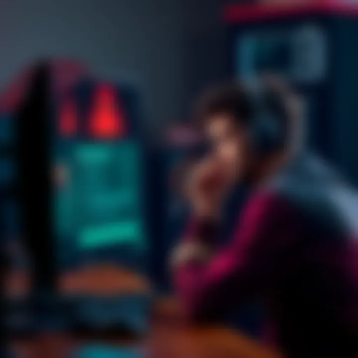 Frustrated Gamer A gamer looking disappointed while sitting at their computer, with a character selection screen displayed on the monitor showing the wrong profession selected.