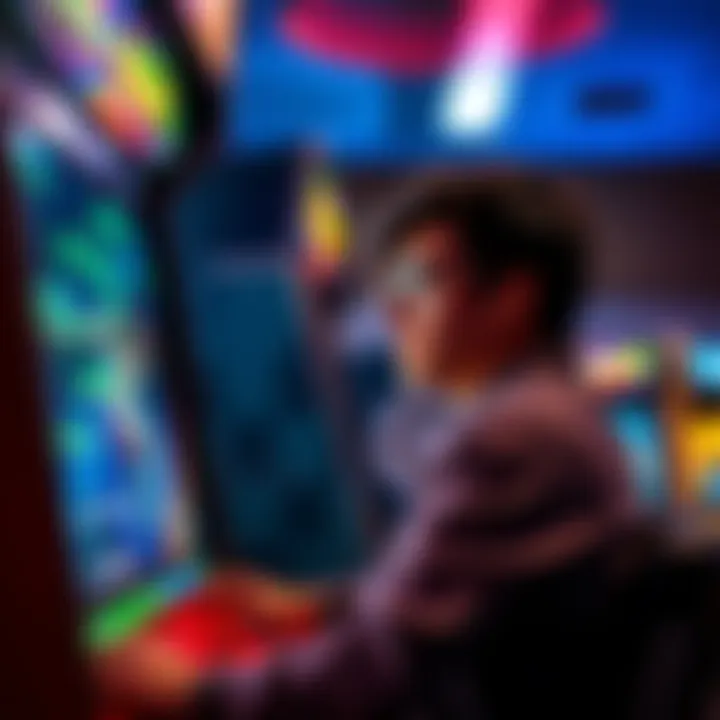 A player looking frustrated while playing Arrow Out at an arcade, showing a game screen with unregistered goals.