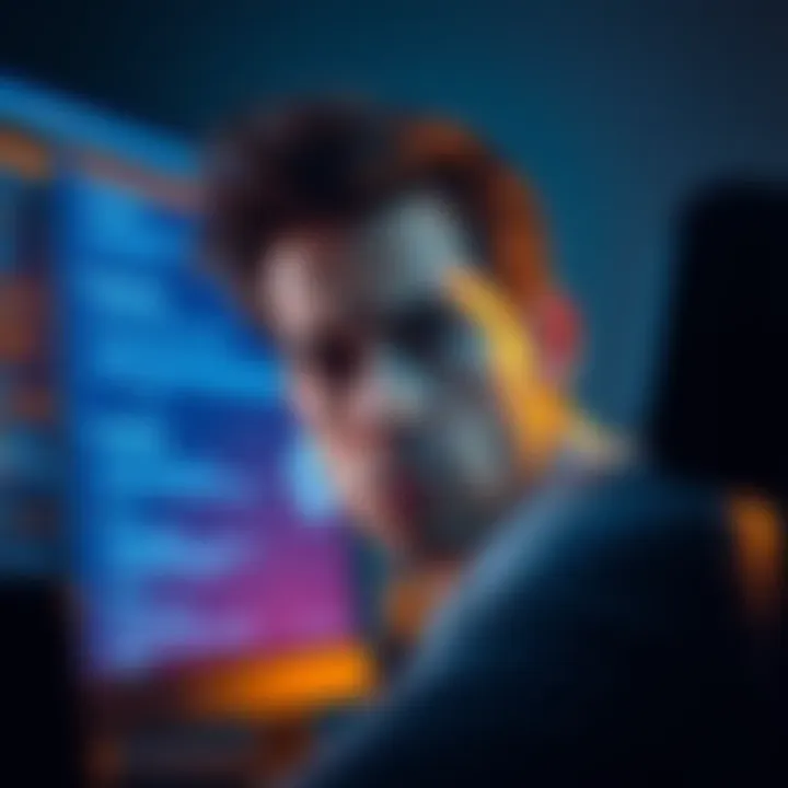 A person with a frustrated expression staring at a computer screen filled with migration support information, depicting a sense of impatience and unresolved issues.