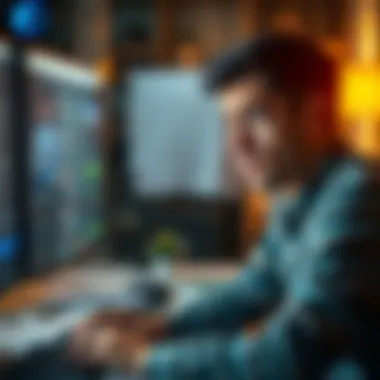 A person looks disappointed while reading negative comments on a computer screen, symbolizing frustration in online forums