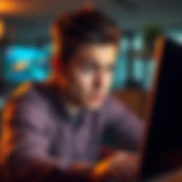 A person looks frustrated at their computer screen while encountering ads that won't close, expressing their struggle with digital advertisements