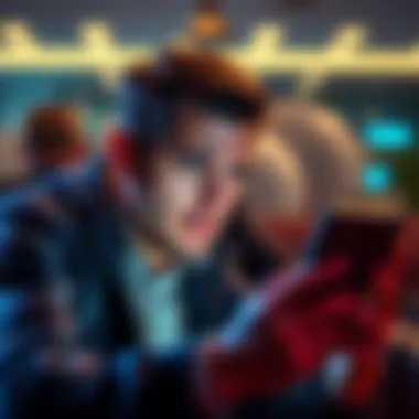 A person looking distressed while using a smartphone, showing frustration over bank account issues after a scam