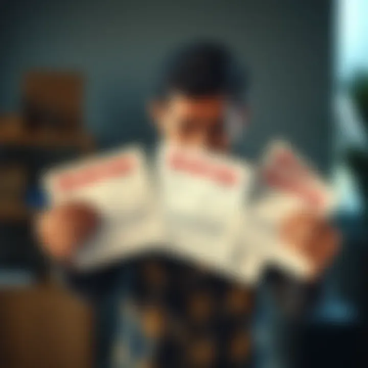 A frustrated individual holding multiple rejection letters for a card application, showing confusion and disappointment, with a surname meaning 'Lion'